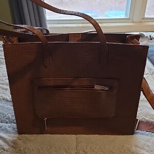 The Mini Work Tote in Cognac Croc